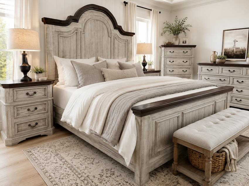 Lakewood Modern Farmhouse Grey 6-Piece King Bedroom Set Lakewood Modern Farmhouse Grey 6-Piece King Bedroom Set