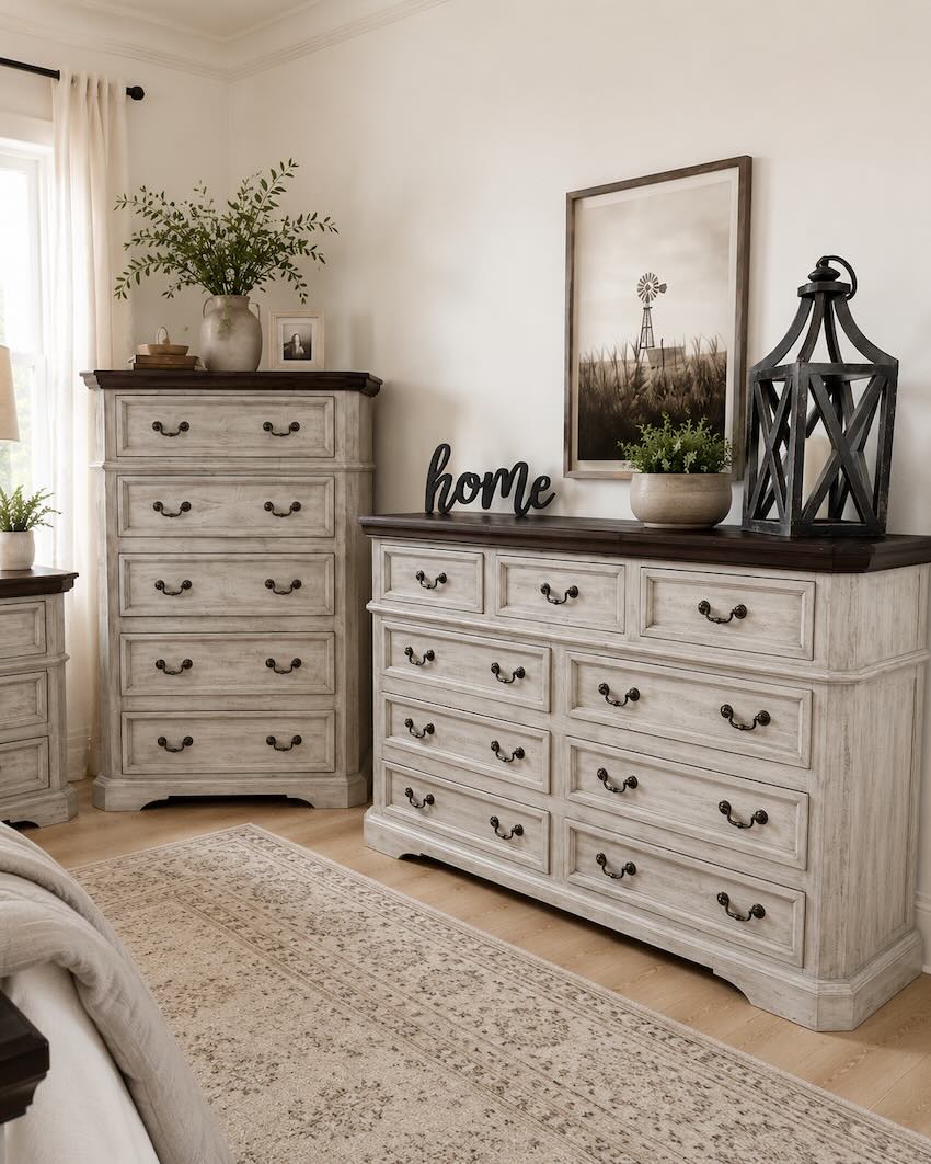 Lakewood Modern Farmhouse Grey 6-Piece King Bedroom Set