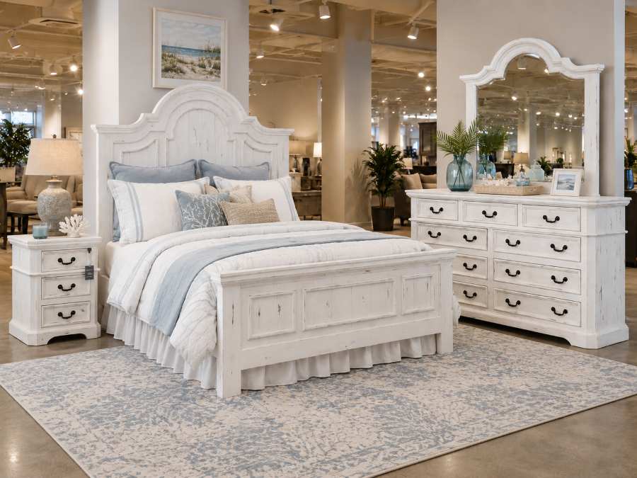 Lakewood White Coastal Farmhouse 6-Piece King Size Bedroom Set