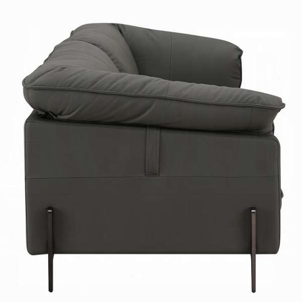 Modern Industrial Black Top Grain Leather Langston Sofa