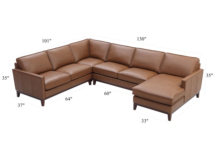 7803 Weston Saddle Brown Leather Sectional with Chaise Nationwide
