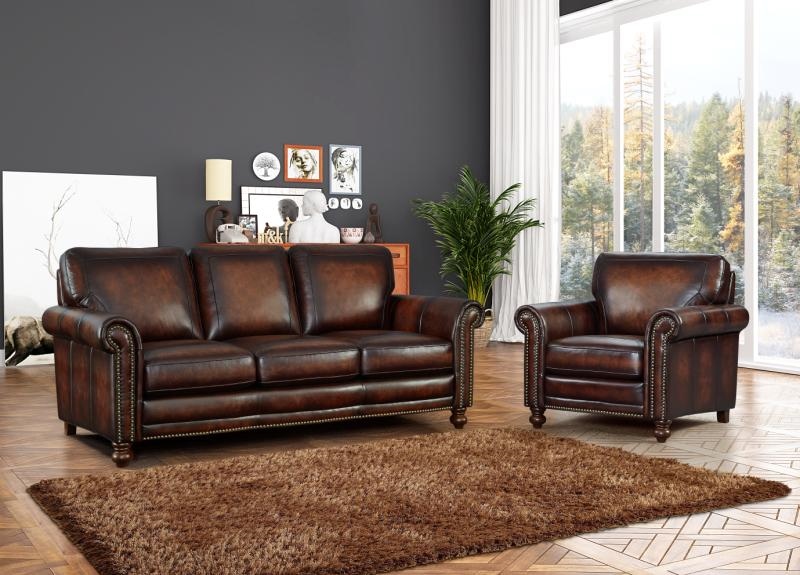 Leather Italia Hampton Beautiful Brown Leather Living Room Set