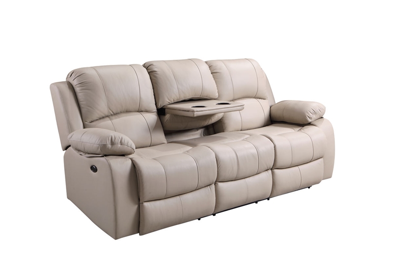 Leather Italia Winnfield Taupe Leather Reclining Living Room Set