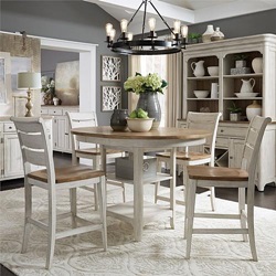 Farmhouse Reimagined Counter Height Dining Room Set with Wooden Seats
