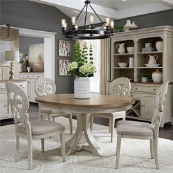 Farmhouse Reimagined Round Dining Room Set with Splat Back Chairs