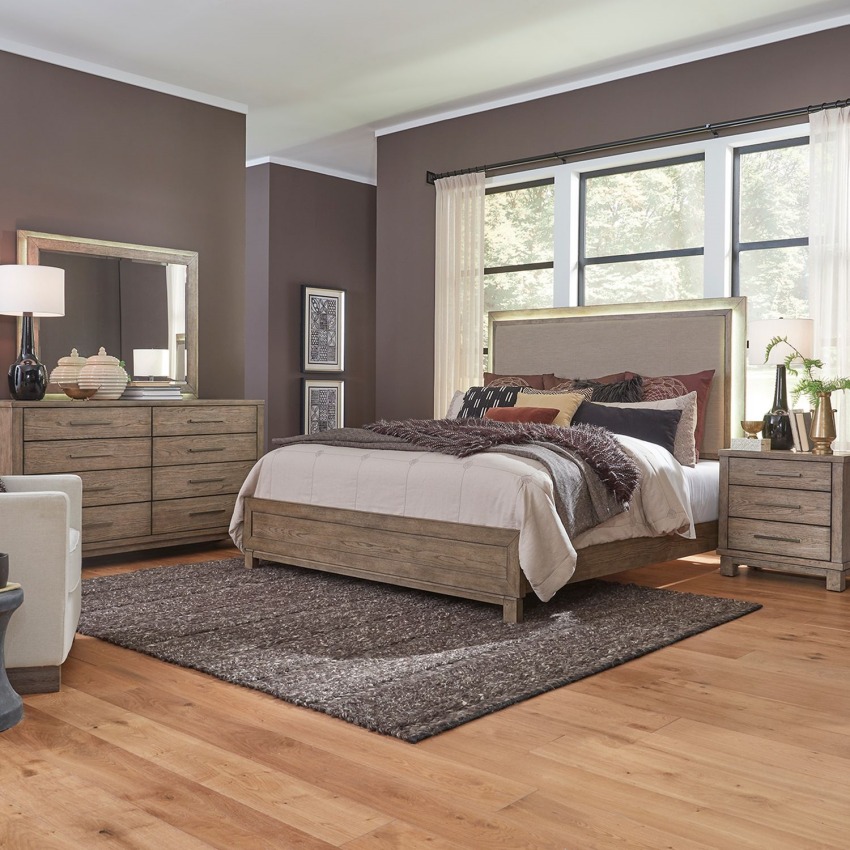 Canyon Road Bedroom Set with Upholstered Burlap Linen Panel