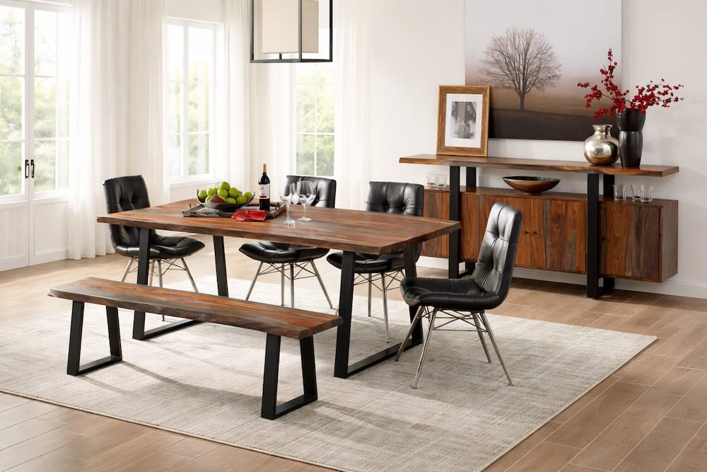 Ditman Modern Industrial Solid Wood Dining Set with Live Edge Table Ditman Modern Industrial Solid Wood Dining Set with Live Edge Table