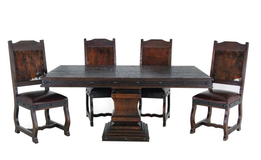 Gran Hacienda Pedestal Table with Cowhide Chairs