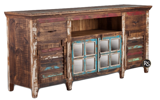 Cabana Multicolor Rustic 80 Inch TV Stand