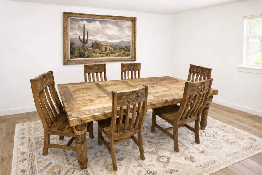 Lone Star Texas Western Rustic Dining Set in Brown