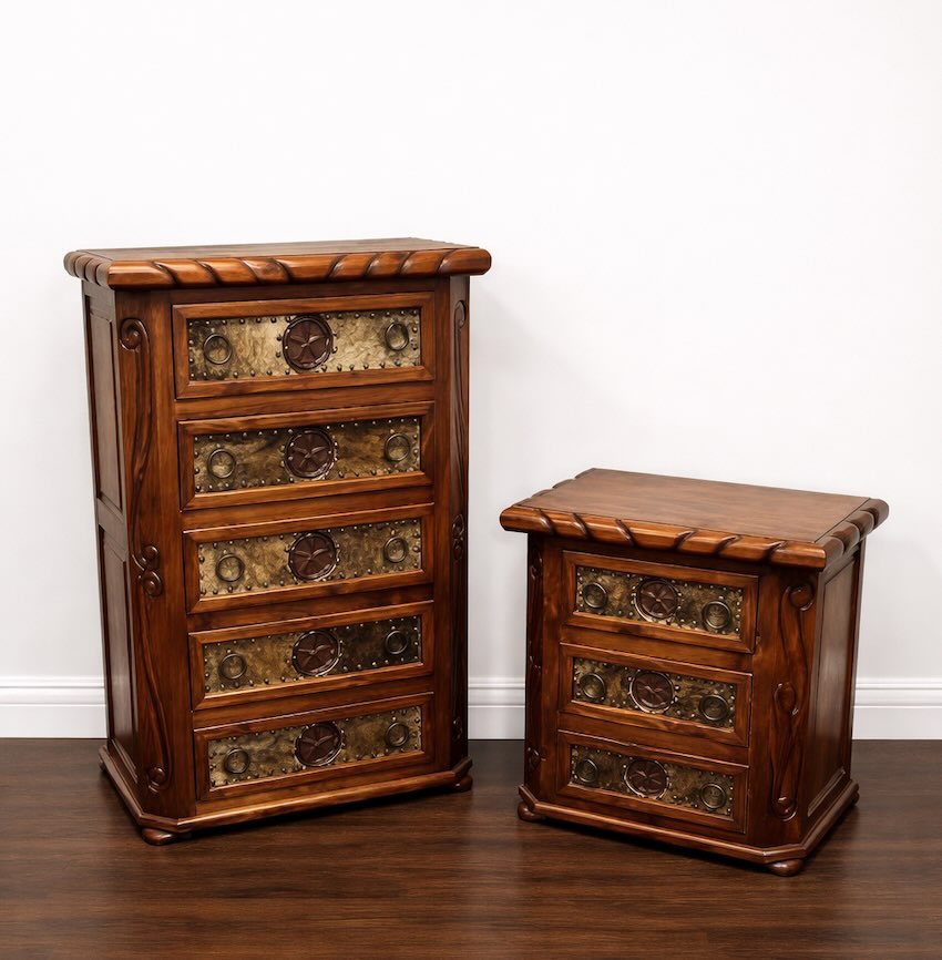 Lone Star Western Rustic 6-Piece King Bedroom Set With Cowhide Accents