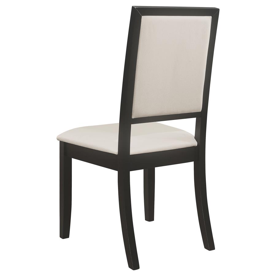 Louise Modern Transitional Black 7-Piece Dining Set with Cream Chairs