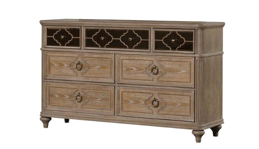 Lyris French Farmhouse Bedroom Set in Rustic Oak