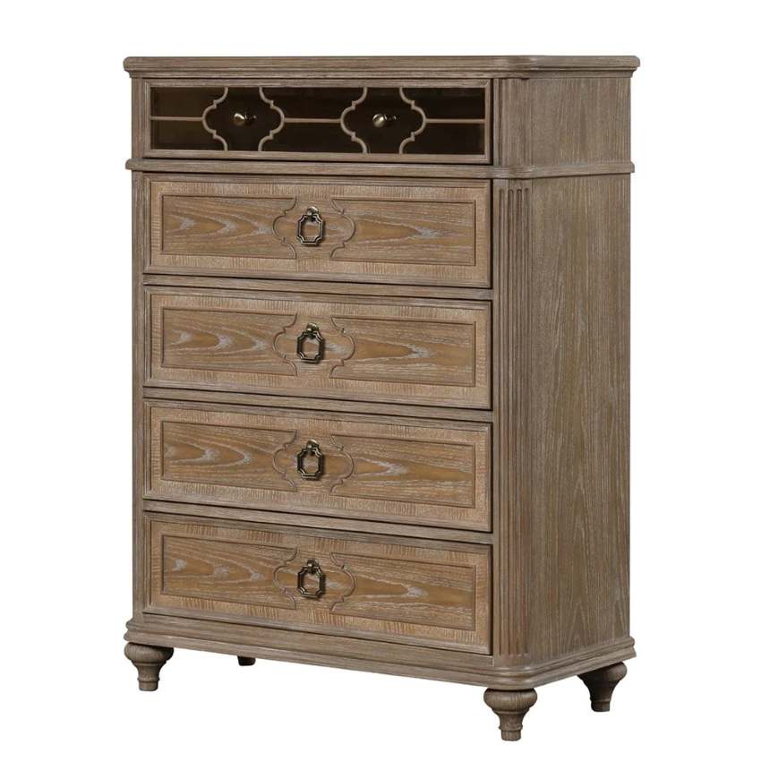Lyris French Farmhouse Bedroom Set in Rustic Oak