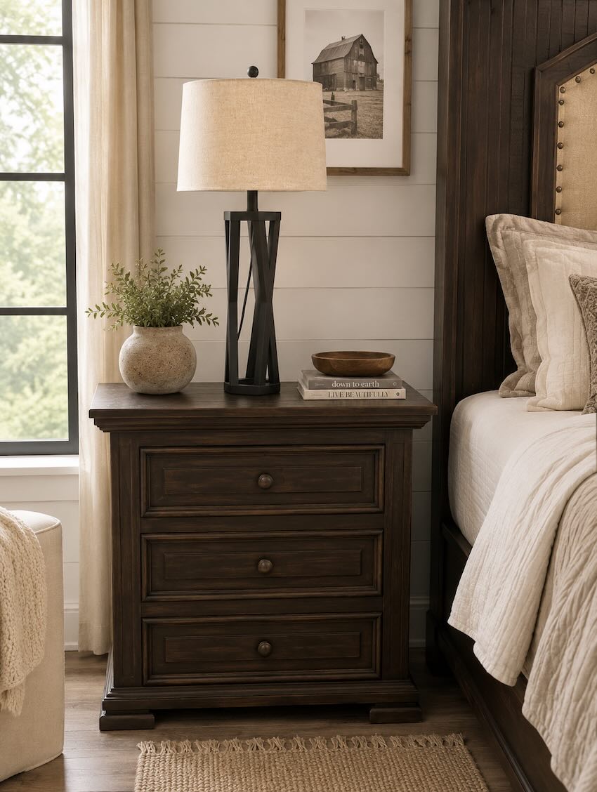 Magnolia Grove Modern Farmhouse Queen or King 6-Piece Bedroom Set in Brown