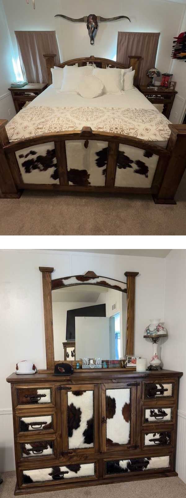 Mansion Medio Cowhide Western Rustic Bedroom Set
