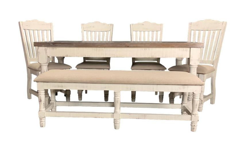 Martha Modern Farmhouse Dining Set in Rustic White