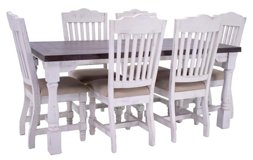 Martha Modern Farmhouse Dining Set in Rustic White