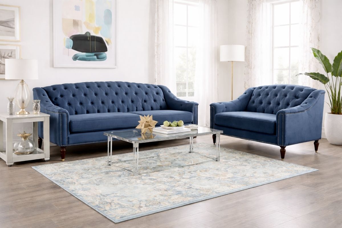 Martinique Contemporary Transitional Blue Living Room Set Martinique Contemporary Transitional Blue Living Room Set