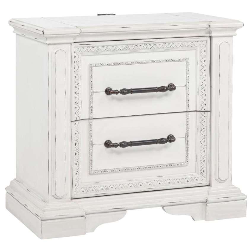 McKinney Vintage White Traditional Bedroom Set with LED Reading Lights