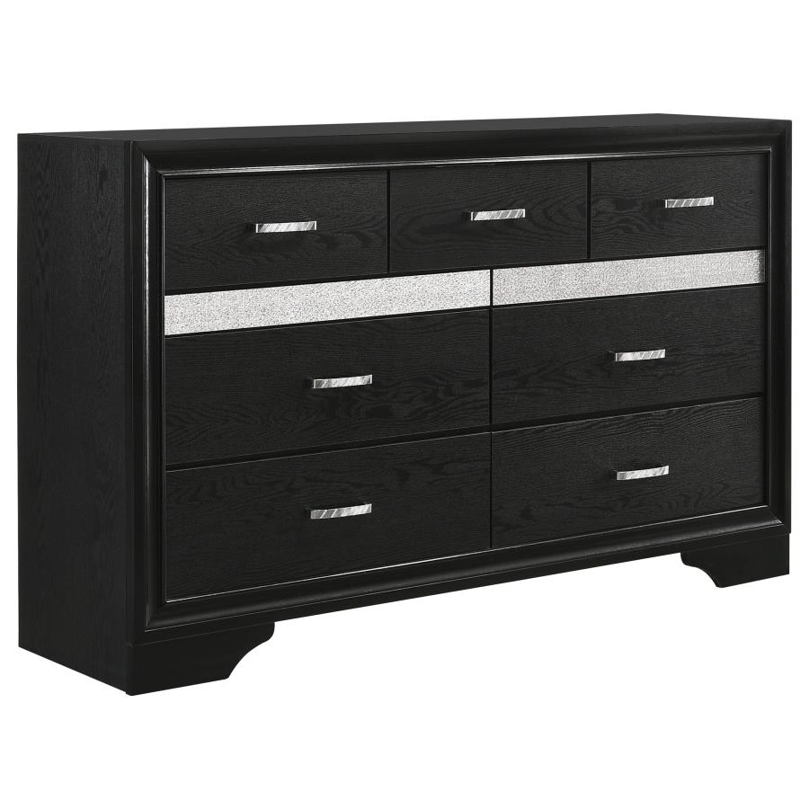 Miranda Black Modern Glam Bedroom Set with Storage Bed