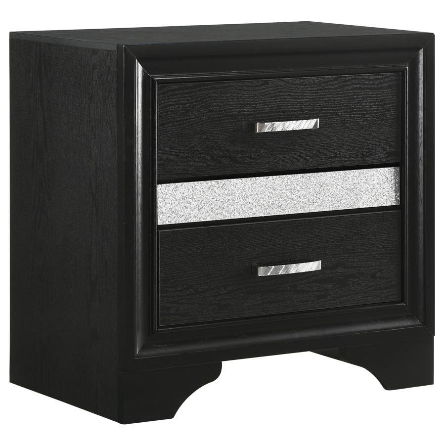 Miranda Black Modern Glam Bedroom Set with Storage Bed