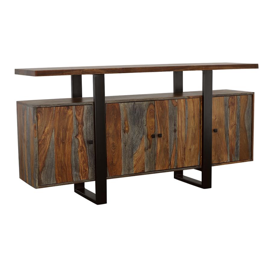 Ditman Modern Industrial Solid Wood Dining Set with Live Edge Table