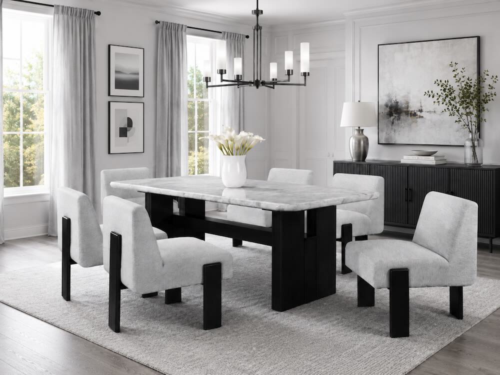 Monaco Modern Marble Top 7-Piece Dining Set Monaco Modern Marble Top 7-Piece Dining Set