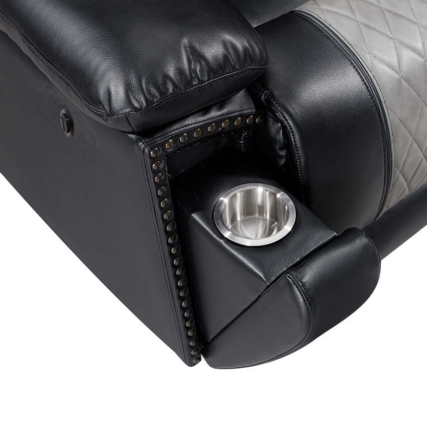 Nikko Two-Tone Black Power Reclining Sofa Set