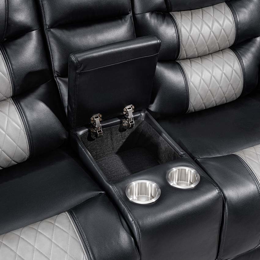 Nikko Two-Tone Black Power Reclining Sofa Set