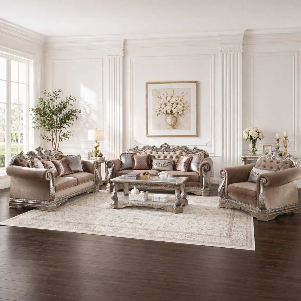 Northville Formal Ornate Luxury 3-Piece Living Room Set