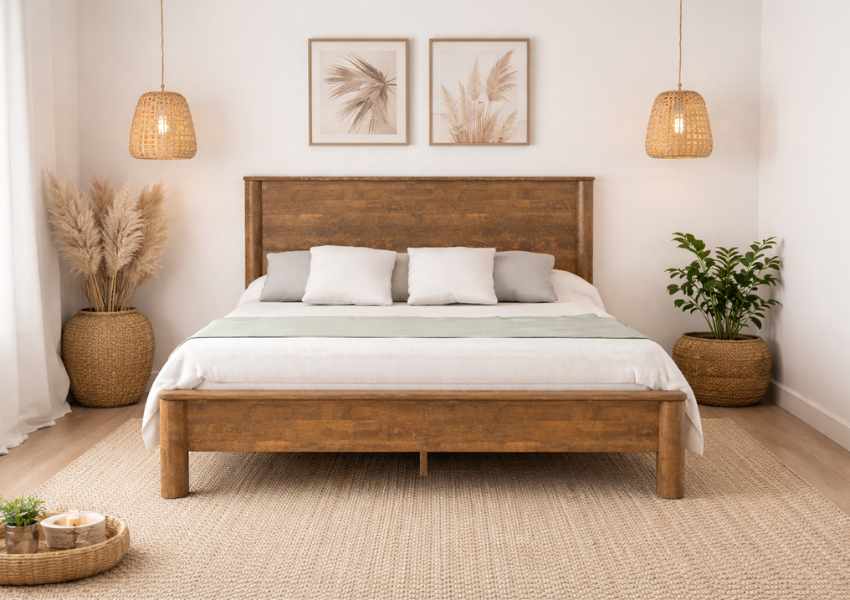 Olimpia Mango Boho Organic Bedroom Set in Brown