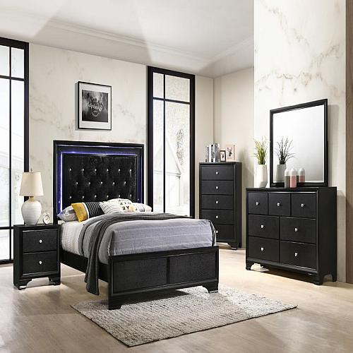 Micah Contemporary Bedroom Set with LED Lights
