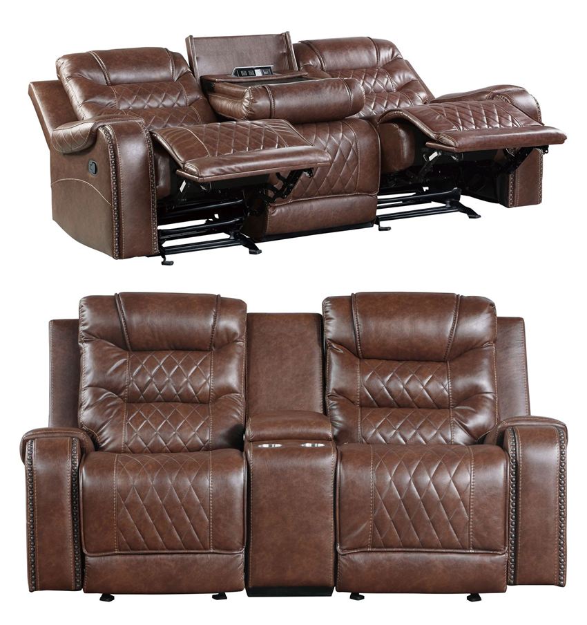 Putnam Brown Reclining Sofa Set