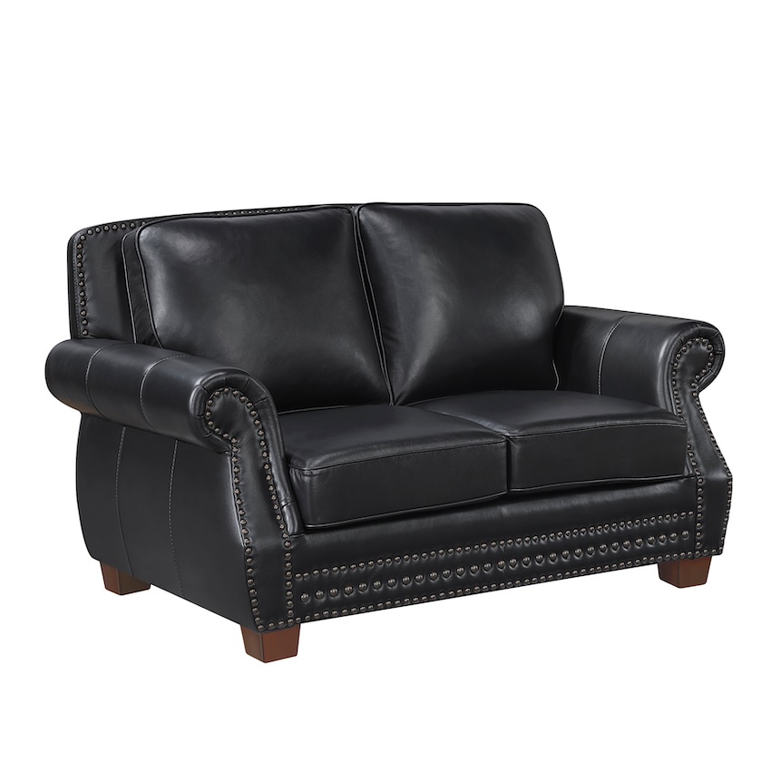 Remington Black Top Grain Leather Sofa, Loveseat & Recliner Set