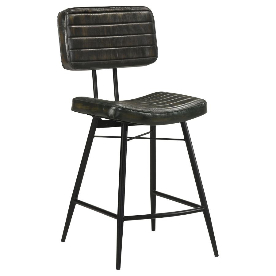Rivara Modern Organic 7-Piece Counter Height Table Set with Leather Chairs