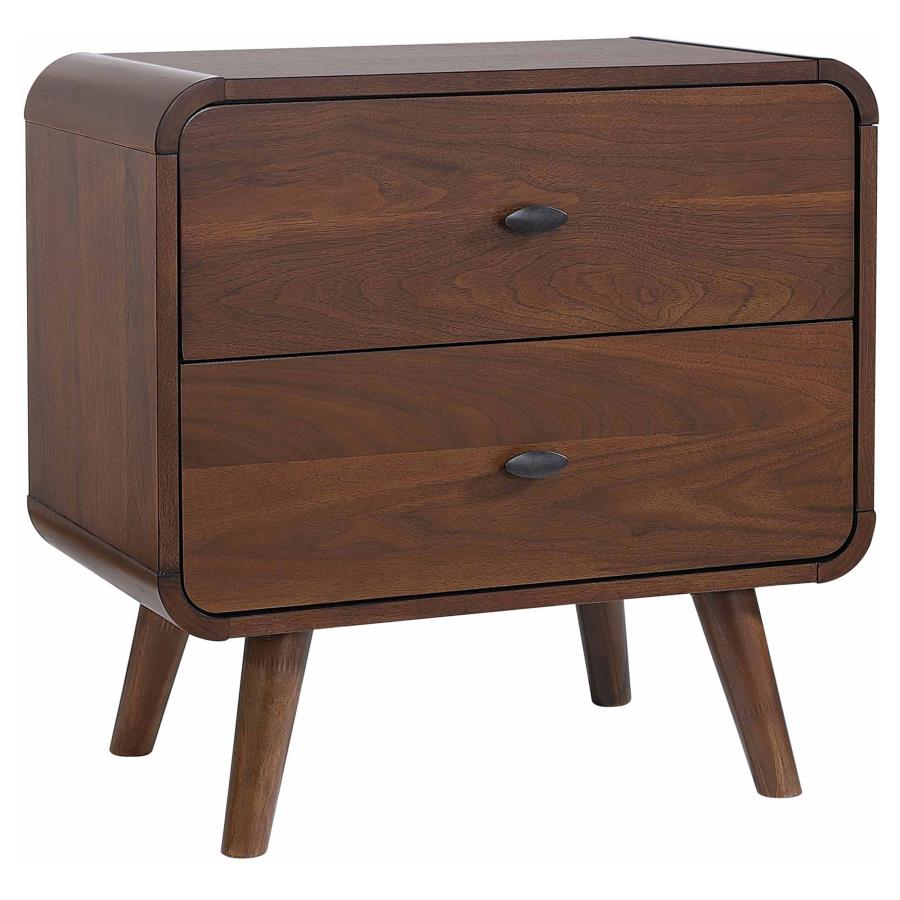 Robyn Mid-Century Modern Bedroom Set in Dark Walnut