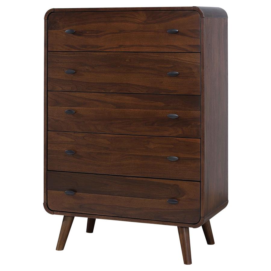 Robyn Mid-Century Modern Bedroom Set in Dark Walnut