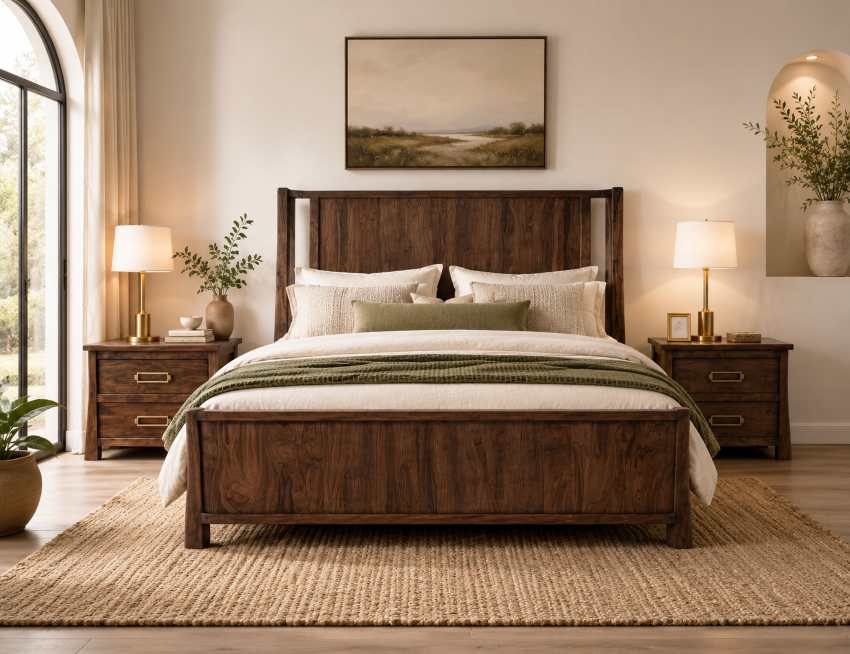 Roots Modern Organic Bedroom Set in Brown