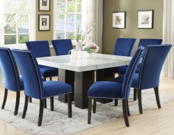 Camila Square Dining Room Set with Blue Chairs