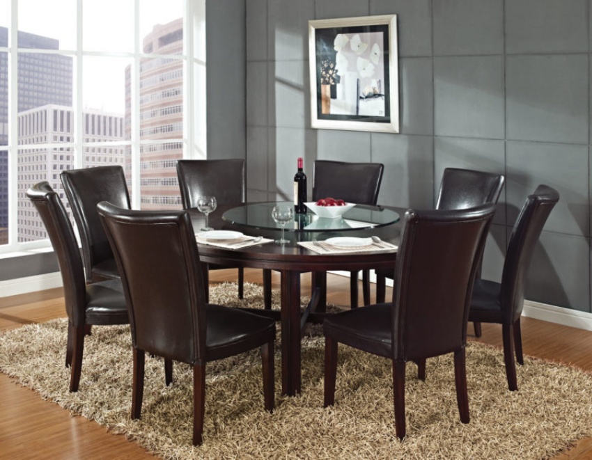 Hartford Round Dining Room Set with Brown Chairs