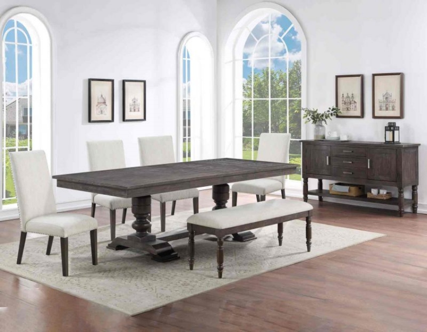 Hutchins Dining Room Set with Upholstered Chairs and Bench