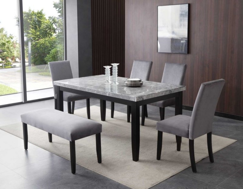 Napoli Marble Dining Room Set with Bench
