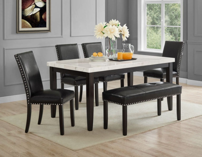 Westby Marble Dining Room Set with Bench