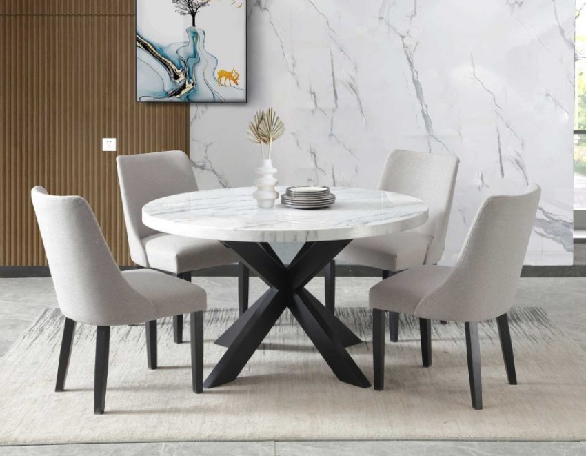 Xena Round Marble Dining Room Set