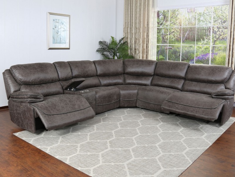 Za950 Plaza 6 Piece Sectional Sofa, Reclining Sectional Sofas Microfiber
