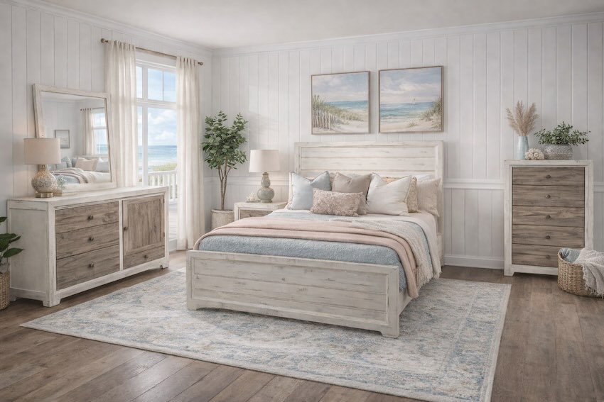 Salt Harbor Coastal Rustic Bedroom Set