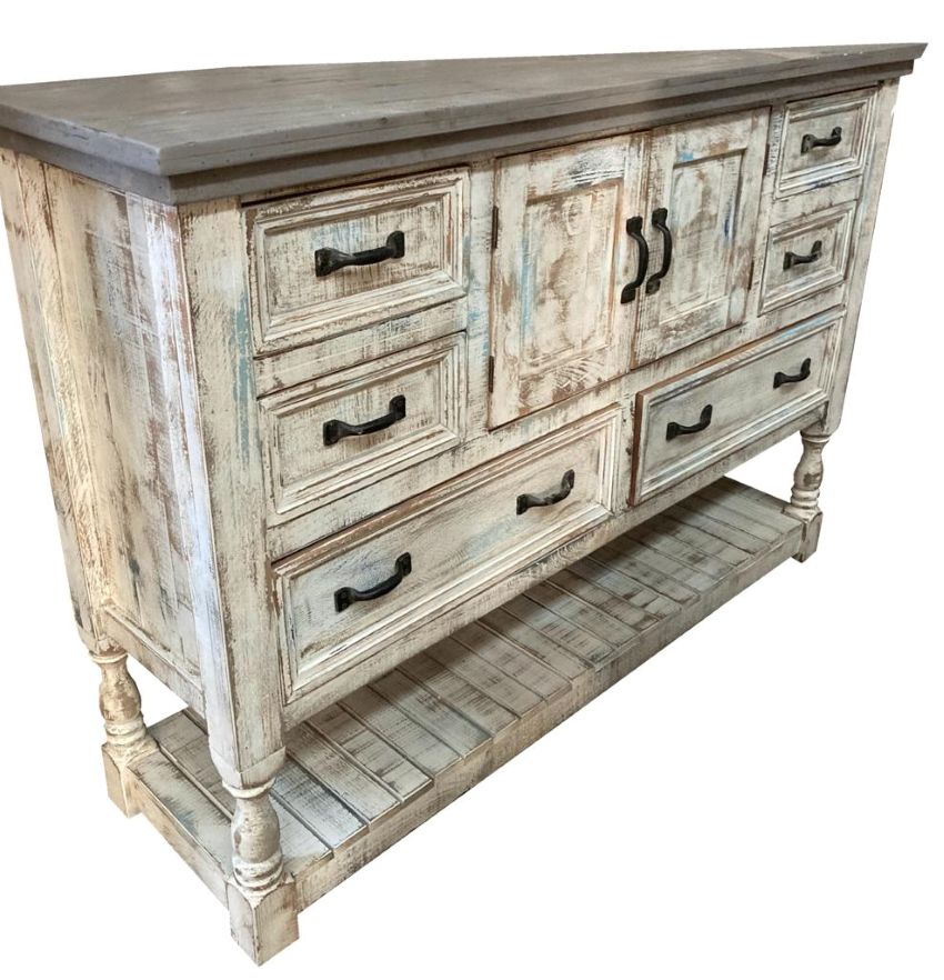 San Luis Coastal Rustic Painted White Distressed Bedroom Set