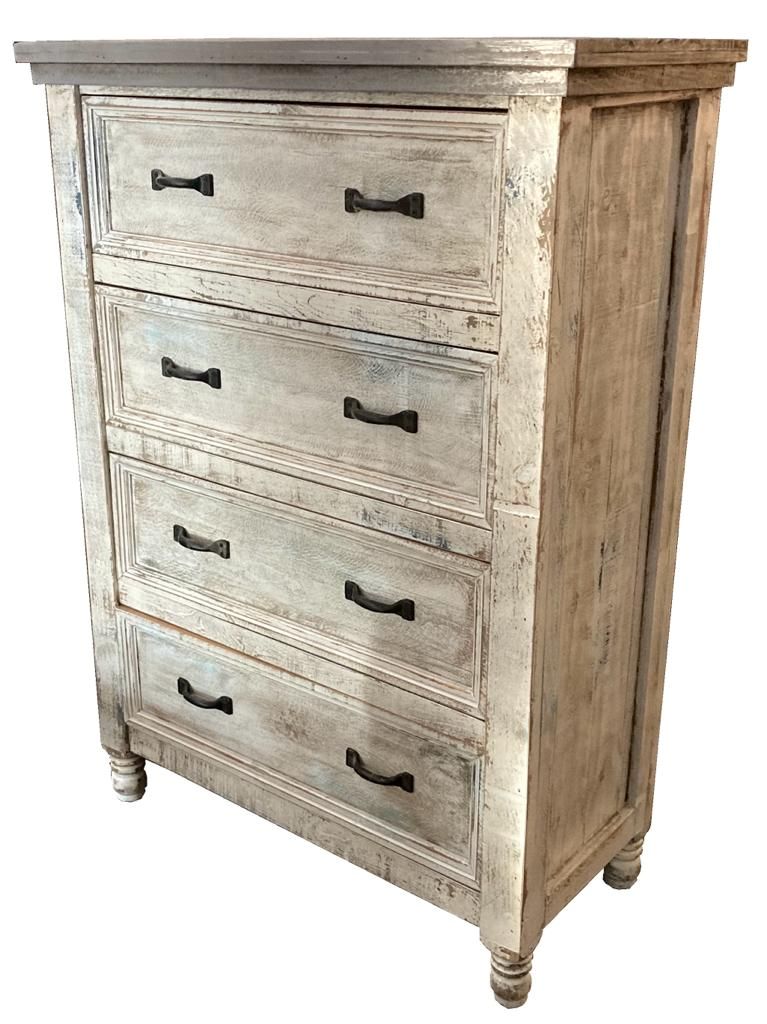 San Luis Coastal Rustic Painted White Distressed Bedroom Set