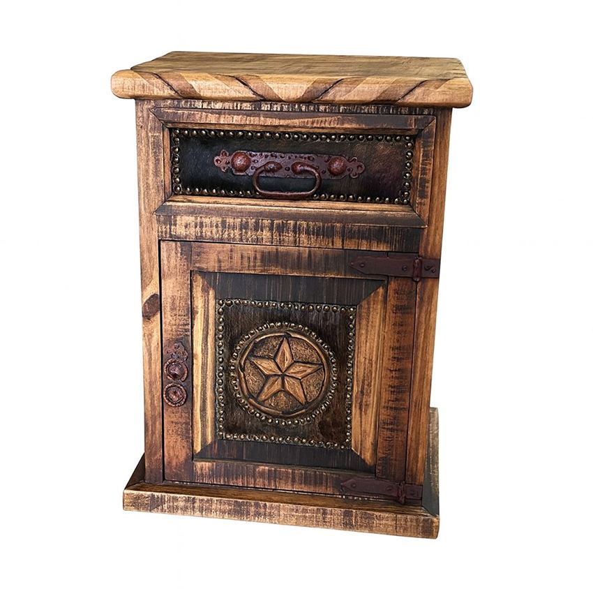 San Antonio Texas Star Rustic 5-Piece Bedroom Set with Cowhide